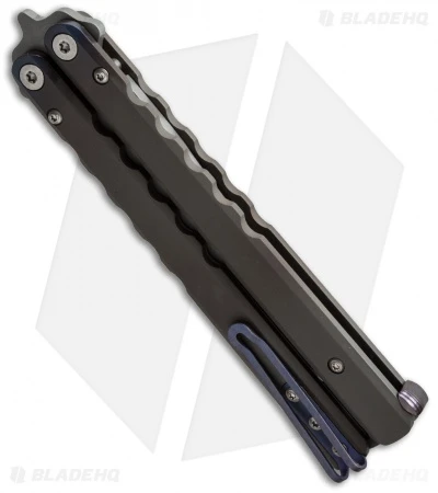 Pro-Tech FlyFather Balisong Butterfly Knife Bead Blast Fade + Purple Clip (BB) 2 Pro-Tech FlyFather Balisong Butterfly Knife Bead Blast Fade + Purple Clip (BB) - Image 2