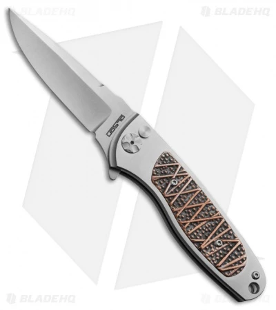 Rod Olson Custom M9 Titanium Button Lock Flipper Knife Cu TextureTech (3" Satin) 1 Rod Olson Custom M9 Titanium Button Lock Flipper Knife Cu TextureTech (3" Satin)