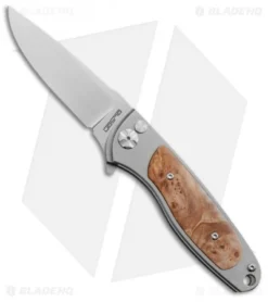 Rod Olson Custom M9 Titanium Button Lock Flipper Knife Maple (3" Satin)