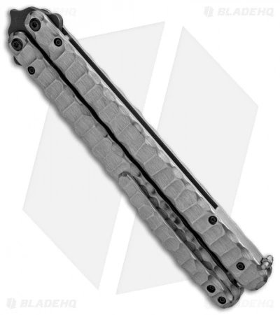 Sam Eddleman Bowie Balisong Butterfly Knife Sculpted Titanium (5.5" Acid Wash) 2 Sam Eddleman Bowie Balisong Butterfly Knife Sculpted Titanium (5.5" Acid Wash) - Image 2