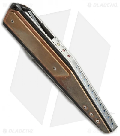 Corrie Schoeman D-TER Flipper Knife Copper Beryllium (3.375" Damascus) 2 Corrie Schoeman D-TER Flipper Knife Copper Beryllium (3.375" Damascus) - Image 2