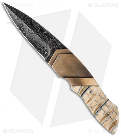 Corrie Schoeman D Vour Flipper Knife Mammoth/Bronze (3.25" Damascus) 1 Corrie Schoeman D Vour Flipper Knife Mammoth/Bronze (3.25" Damascus)