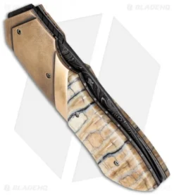 Corrie Schoeman D Vour Flipper Knife Mammoth/Bronze (3.25" Damascus) 5 Corrie Schoeman D Vour Flipper Knife Mammoth/Bronze (3.25" Damascus) -Benchmade Shop schoeman d vour 2015 side cm