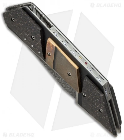 Corrie Schoeman Persian Flipper Folder LSCF/Bronze (3.25" Damascus) 2 Corrie Schoeman Persian Flipper Folder LSCF/Bronze (3.25" Damascus) - Image 2