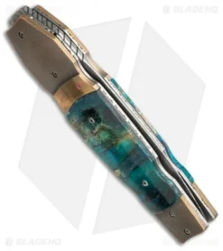 Corrie Schoeman X-Pose Flipper Knife Verdite/Bronze (3.375" Damascus) -Benchmade Shop schoeman x pose verdite bronze side cm