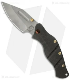 Sniper Bladeworks LPC Framelock Folder Carbon Fiber Gold Thumb (3.75" Plain)