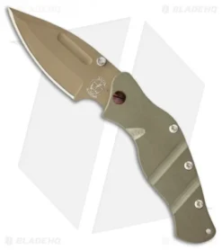 Sniper Bladeworks LPC Framelock Folder Green Knife (3.75" Brown Plain)