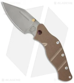 Sniper Bladeworks LPC Framelock Folder Brown W/ Gold Thumb Stud (3.75" Plain)