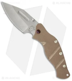 Sniper Bladeworks LPC Framelock Folder Brown Knife (3.75" Bead Blast Plain)