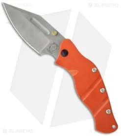 Sniper Bladeworks LPC Framelock Folder Orange W/ Gold Thumb Stud (3.75" Plain)