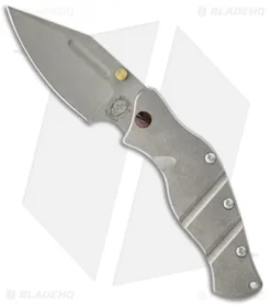 Sniper Bladeworks LPC Framelock Folder Titanium Gold Thumb Stud (3.75" Plain)